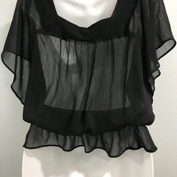 Mudd Black Sheer Top White Trim Detail - Picture 3 of 4